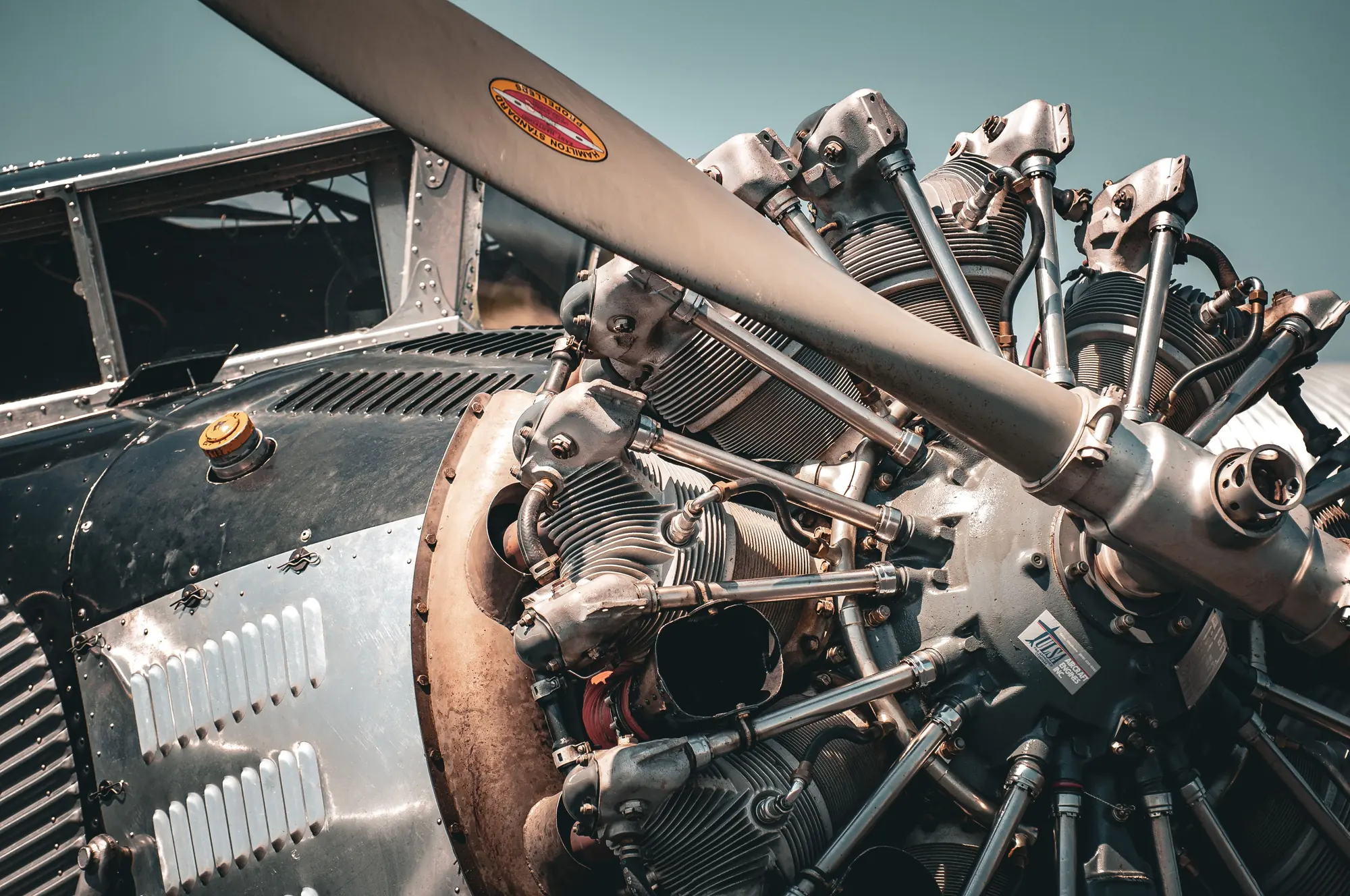 Detail of a radial piston engine and propeller hub